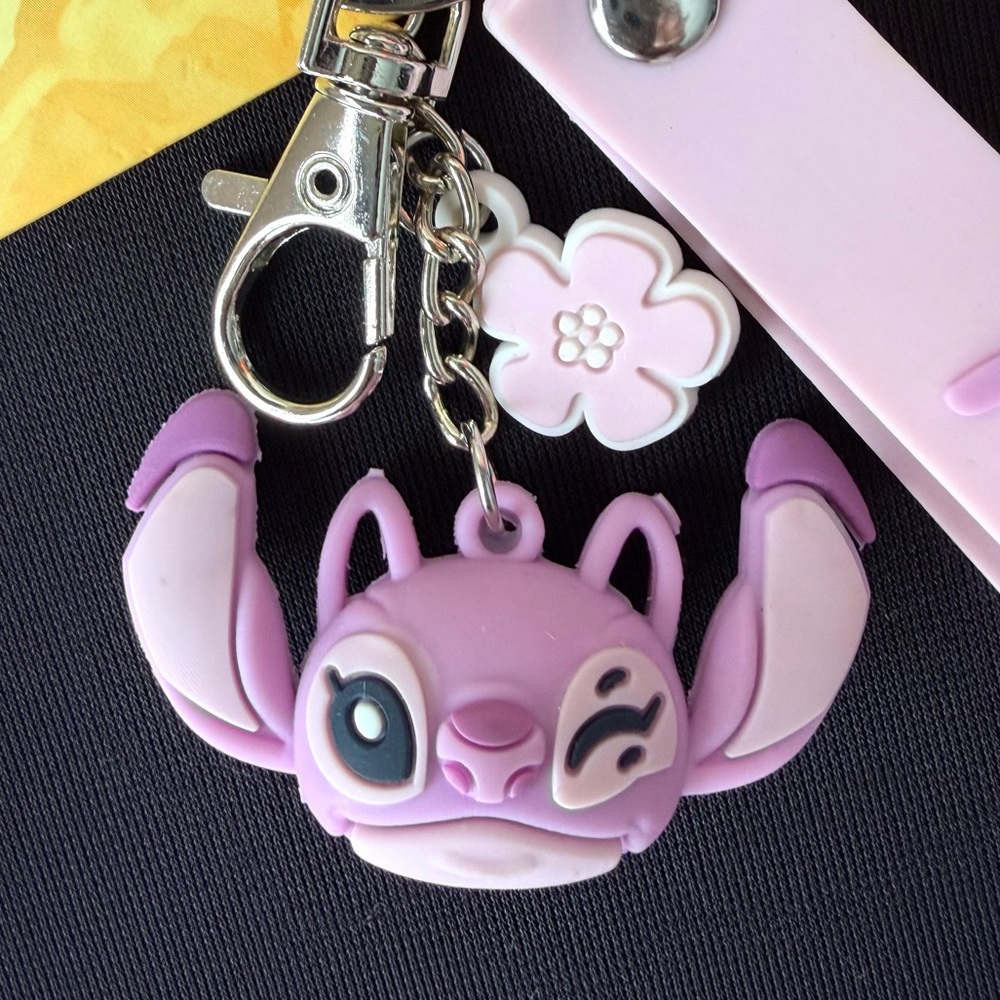 New! Disney Stitch and Angel Keychain/Charm Clip Set - Blue and Pink - Picture 3 of 6